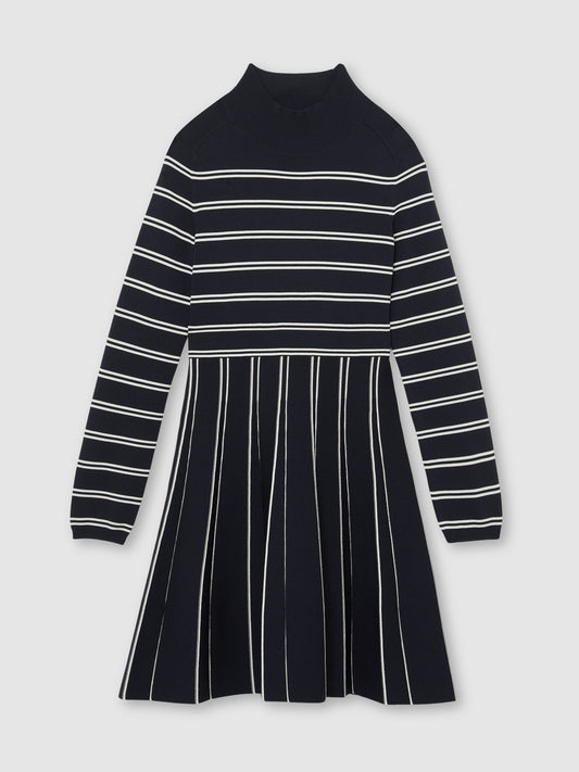 Reiss Navy/Ivory Daphne 3-9 yrs Stripe Knitted Skater Dress image 2