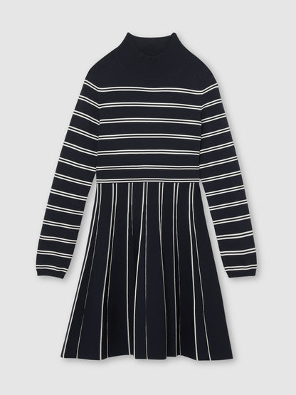 Reiss Navy/Ivory Daphne 9-13 yrs Stripe Knitted Skater Dress image 2