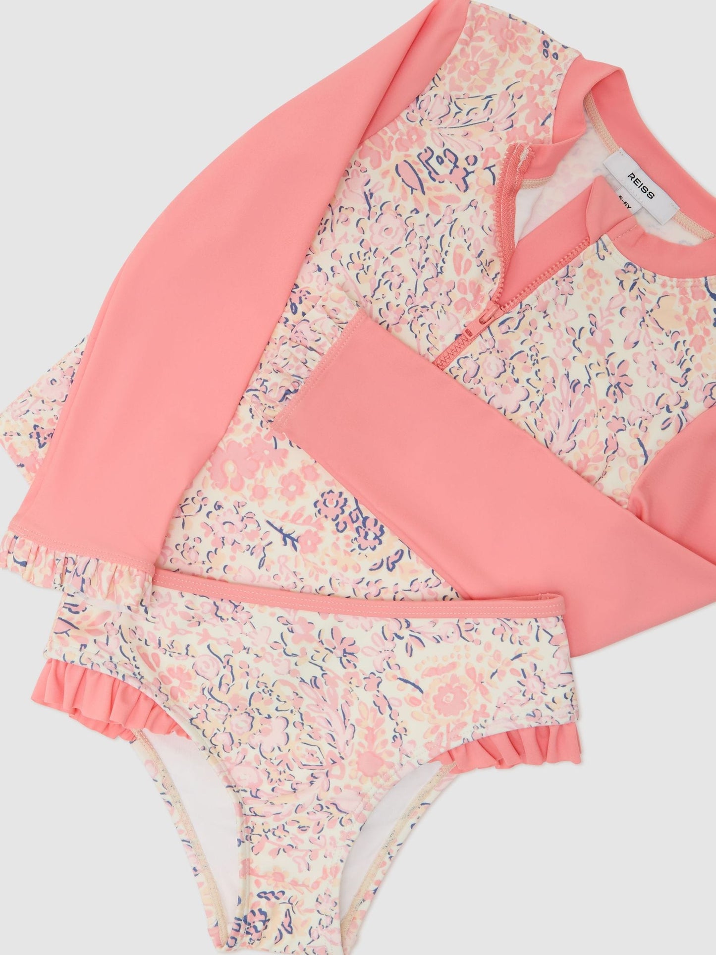 Reiss Pink Print Nola 13-14 yrs Printed Rash Vest Bikini Set image 1
