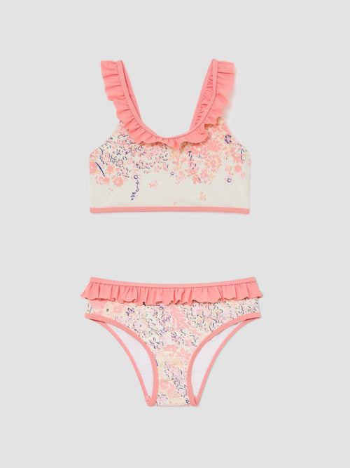 Reiss Pink Print Zaria 3-9 yrs Printed Ruffle Bikini Set image 1