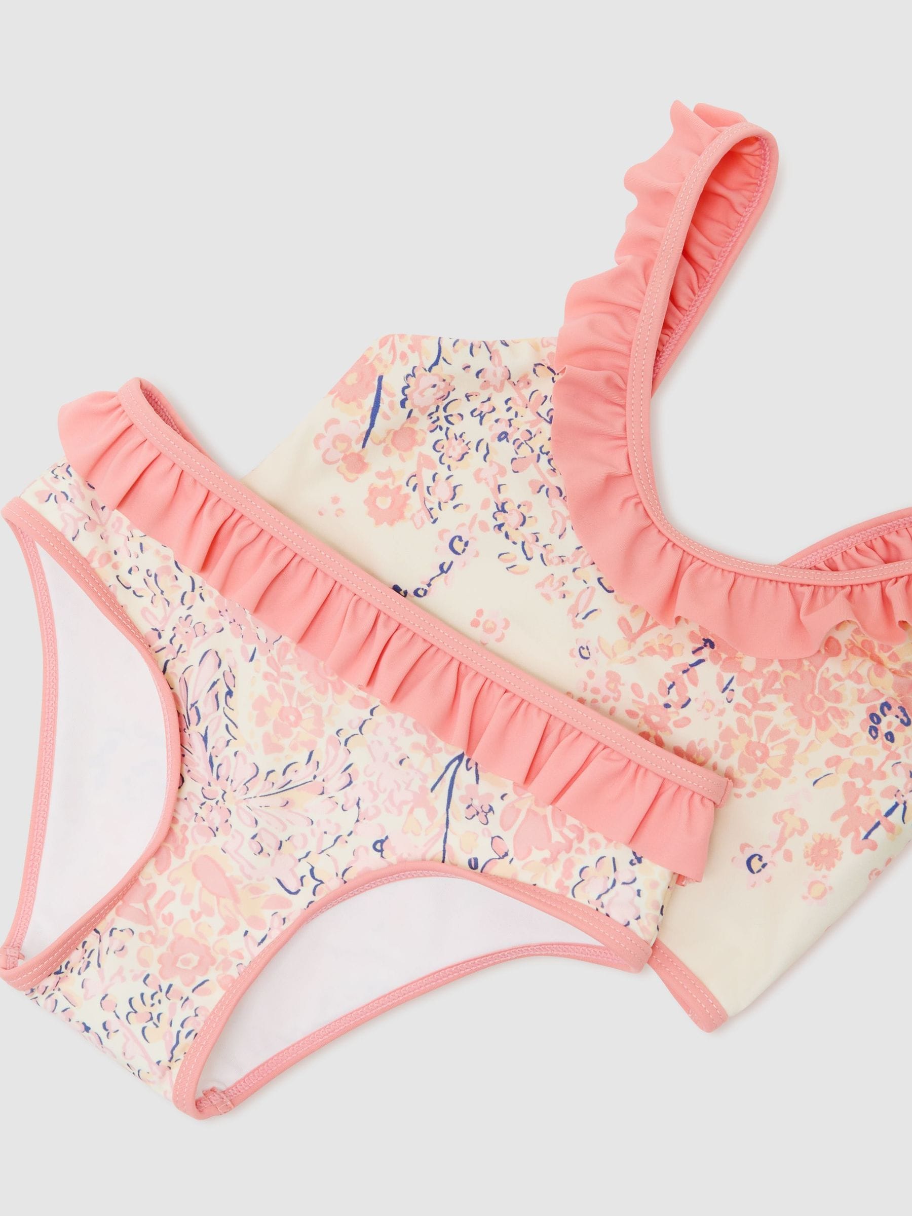 Reiss Pink Print Zaria 3-9 yrs Printed Ruffle Bikini Set image 3