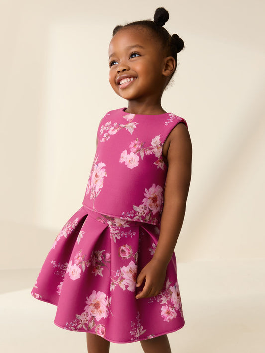 Red Floral Scuba Top and Skirt Set (3mths-7yrs) image 1