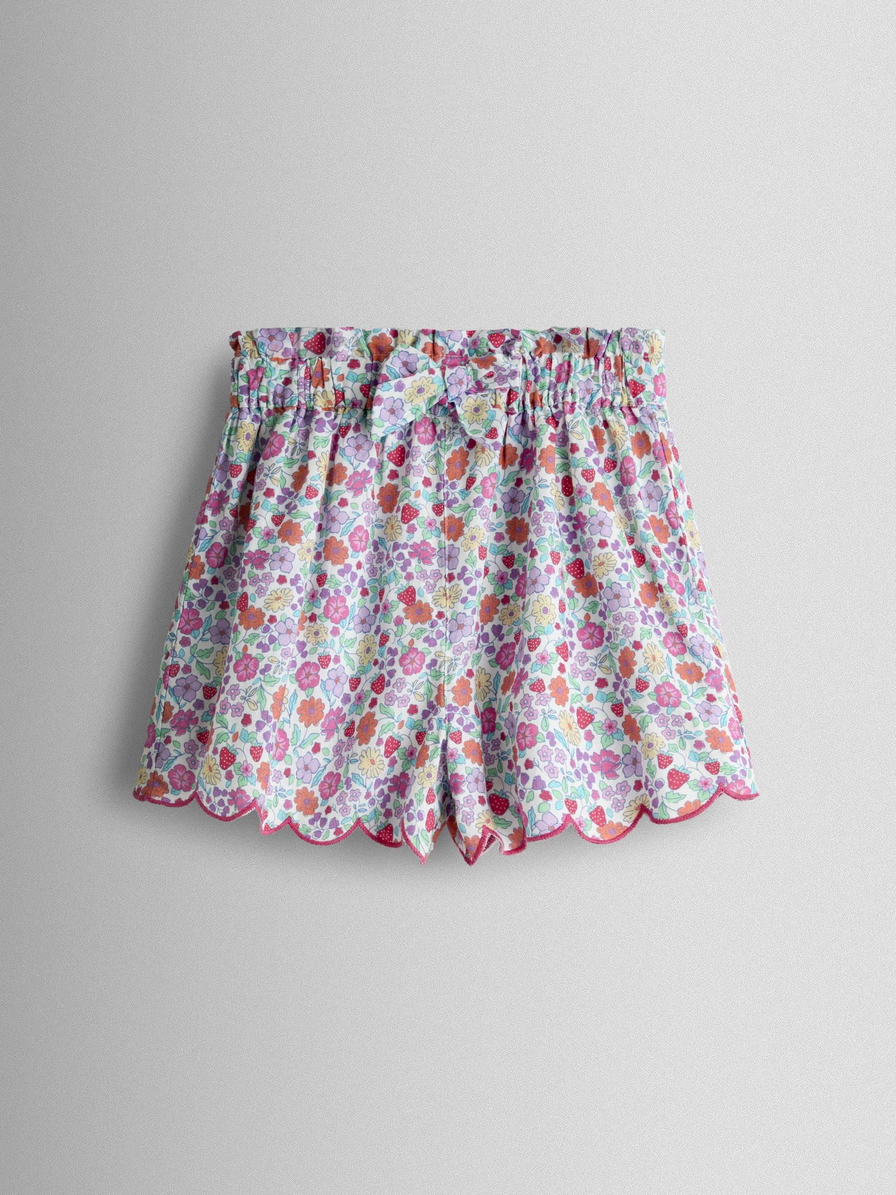 JoJo Maman Bébé White Strawberry Floral Embroidered Top & Scalloped Short Set image 5