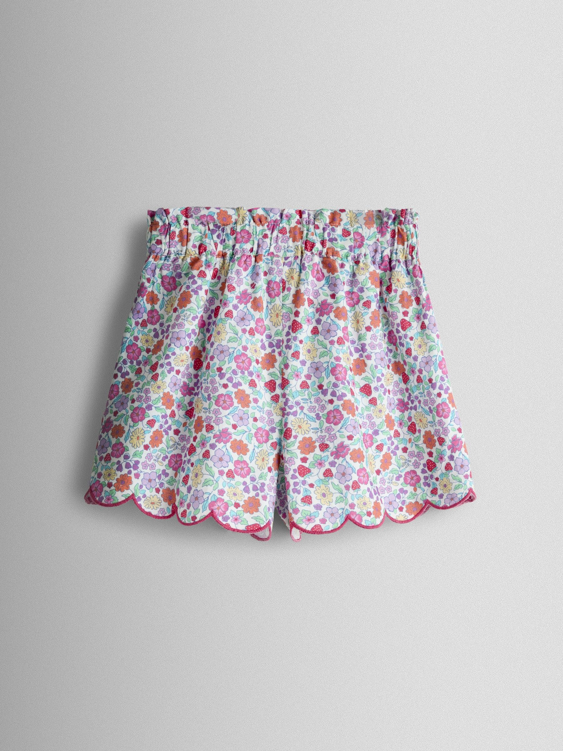 JoJo Maman Bébé White Strawberry Floral Embroidered Top & Scalloped Short Set image 6