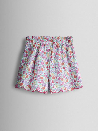 JoJo Maman Bébé White Strawberry Floral Embroidered Top & Scalloped Short Set image 6