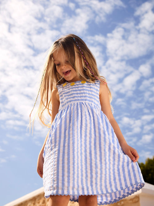 JoJo Maman Bébé Blue Cross Back Applique Sun Dress image 1