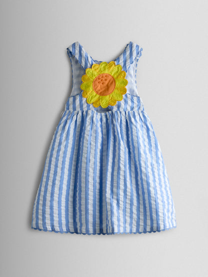JoJo Maman Bébé Blue Cross Back Applique Sun Dress image 4