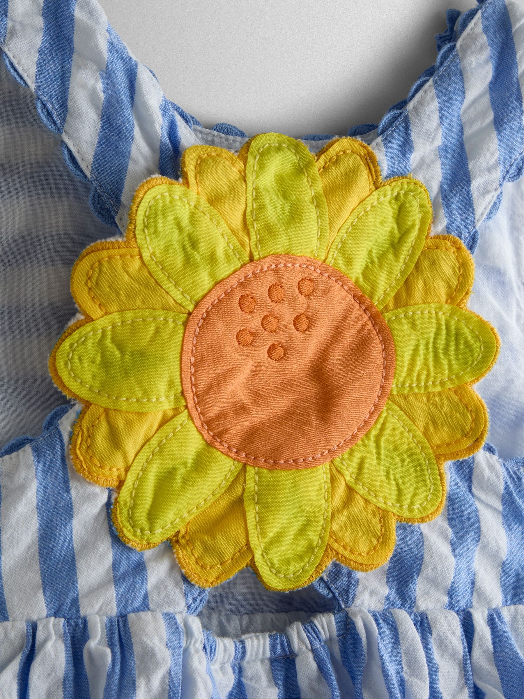JoJo Maman Bébé Blue Cross Back Applique Sun Dress image 6