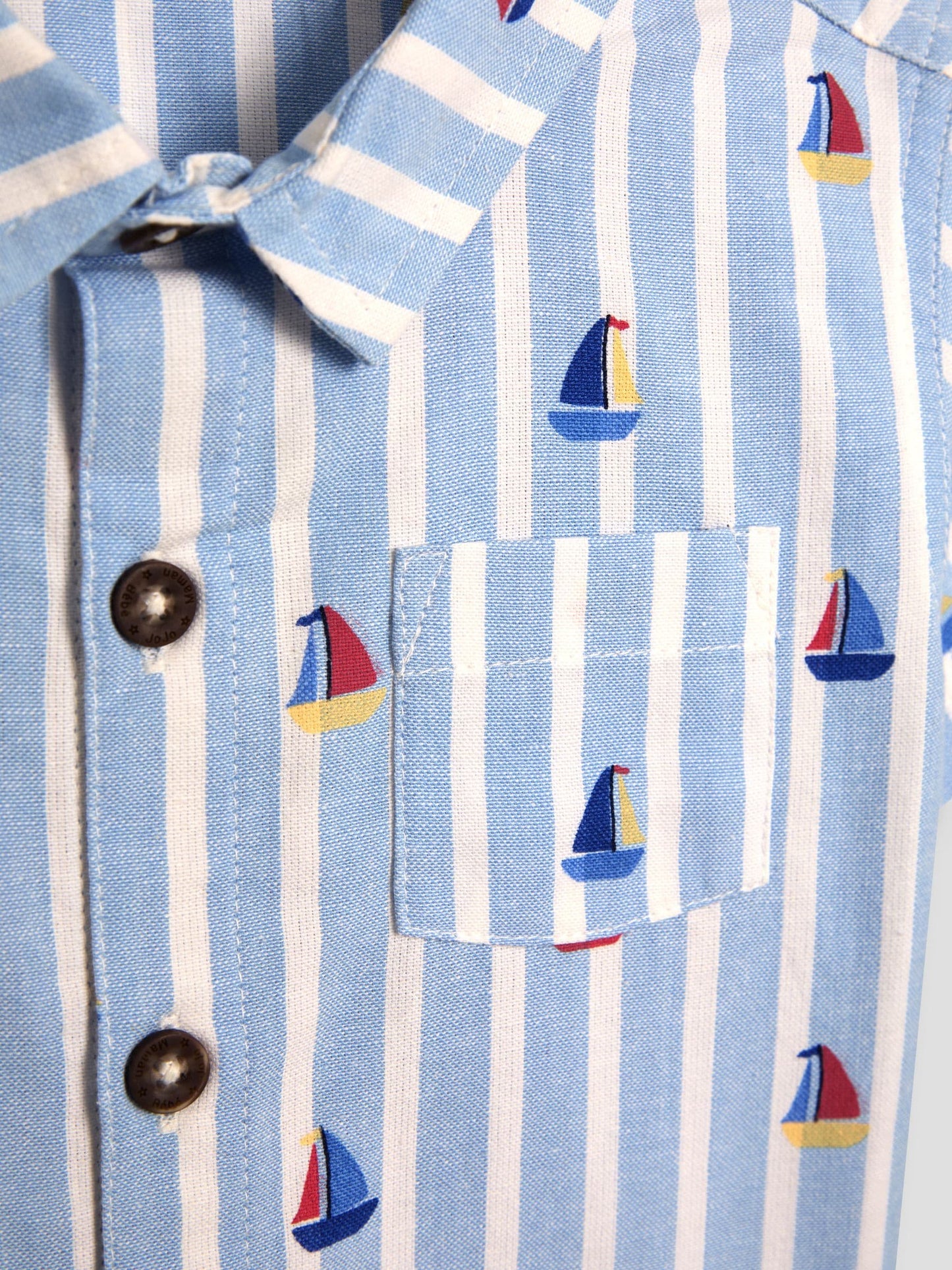 JoJo Maman Bébé Blue Boat 2-Piece Shirt & Twill Shorts Set image 6