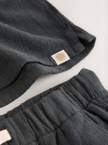 Charcoal Grey Short Sleeve Revere Collar Shirt & Shorts Set (3mths-10yrs) image 10