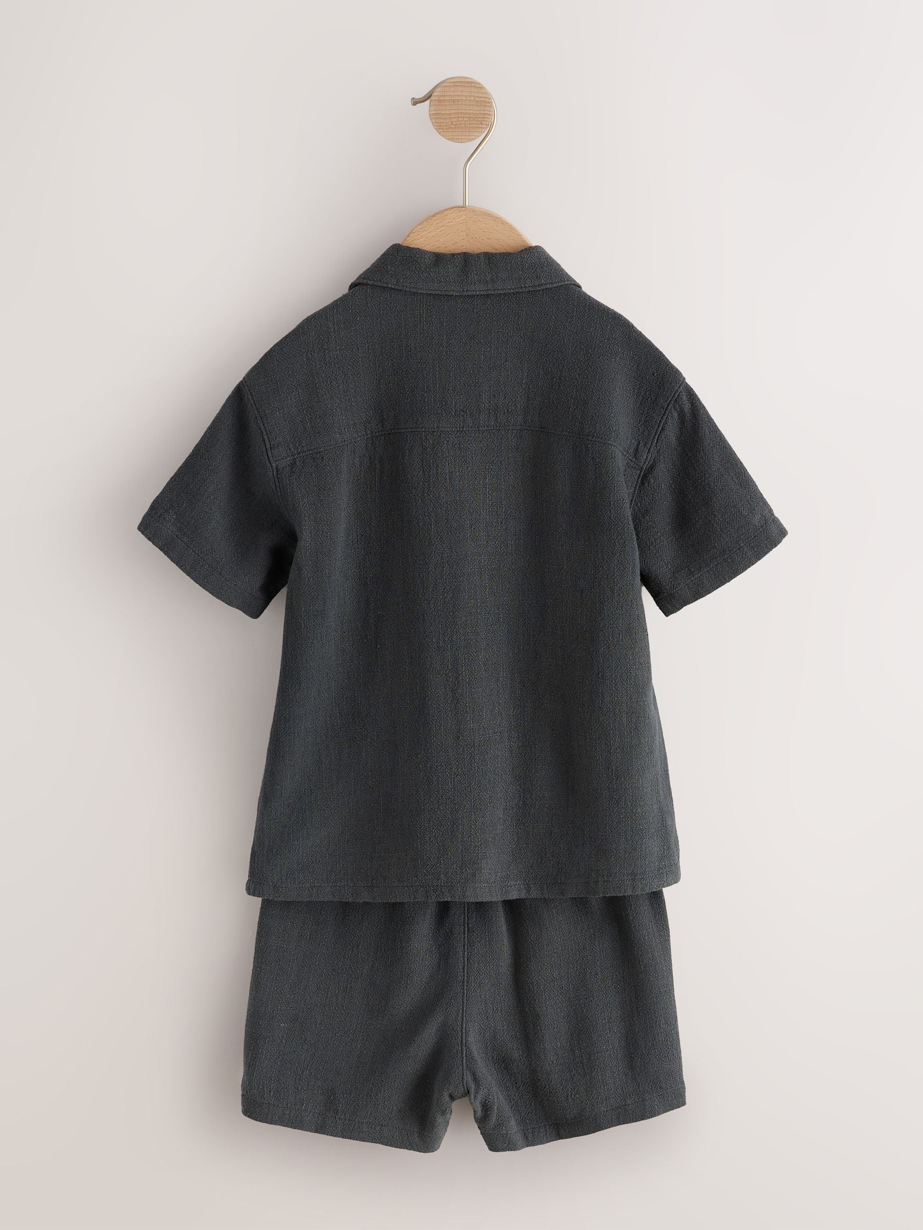 Charcoal Grey Short Sleeve Revere Collar Shirt & Shorts Set (3mths-10yrs) image 8