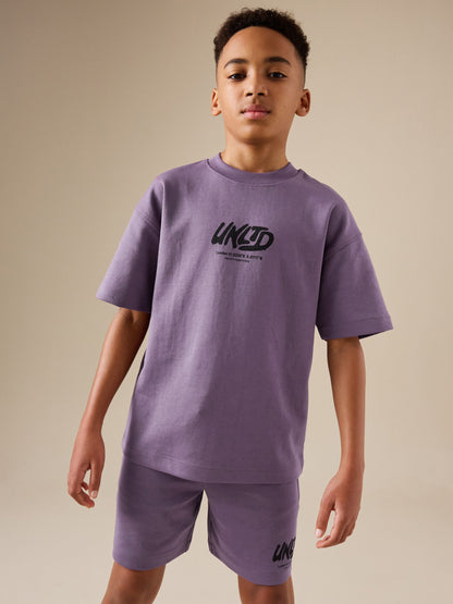Dsiney Kidz - Purple Heavyweight Short Sleeve T-Shirt and Shorts Set (3-16yrs) image 1