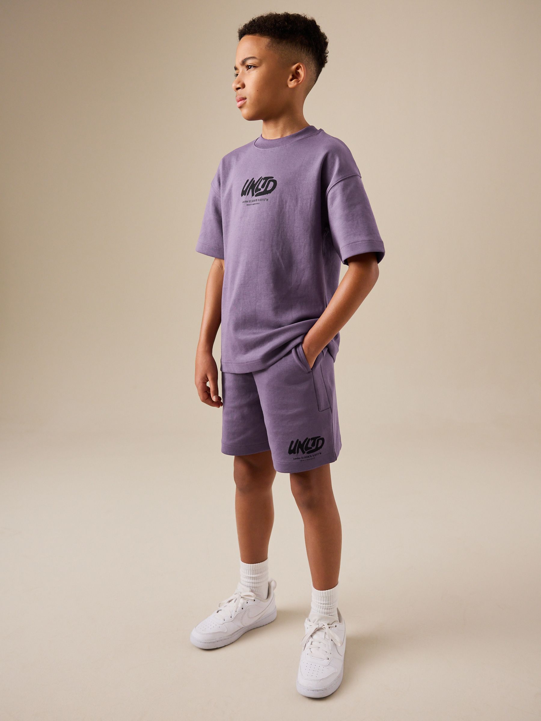 Dsiney Kidz - Purple Heavyweight Short Sleeve T-Shirt and Shorts Set (3-16yrs) image 2