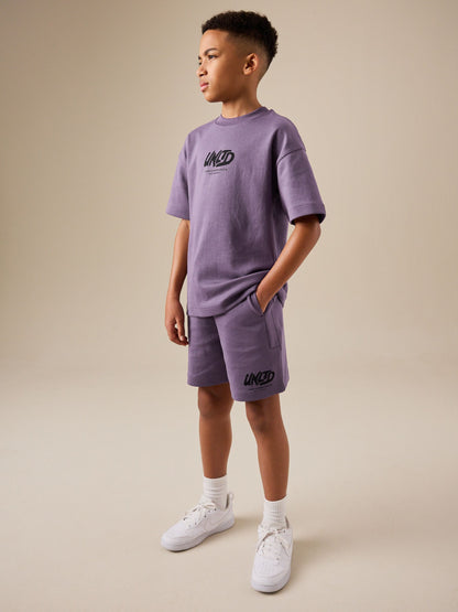 Dsiney Kidz - Purple Heavyweight Short Sleeve T-Shirt and Shorts Set (3-16yrs) image 2