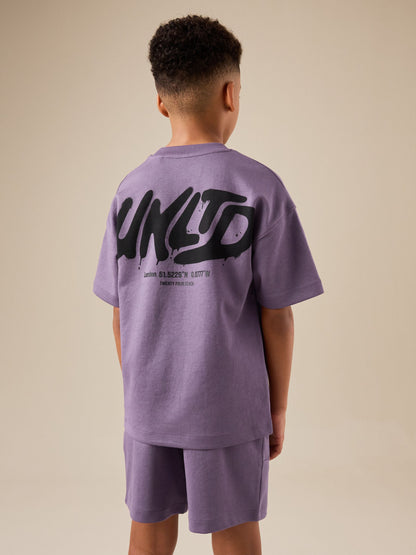 Dsiney Kidz - Purple Heavyweight Short Sleeve T-Shirt and Shorts Set (3-16yrs) image 3