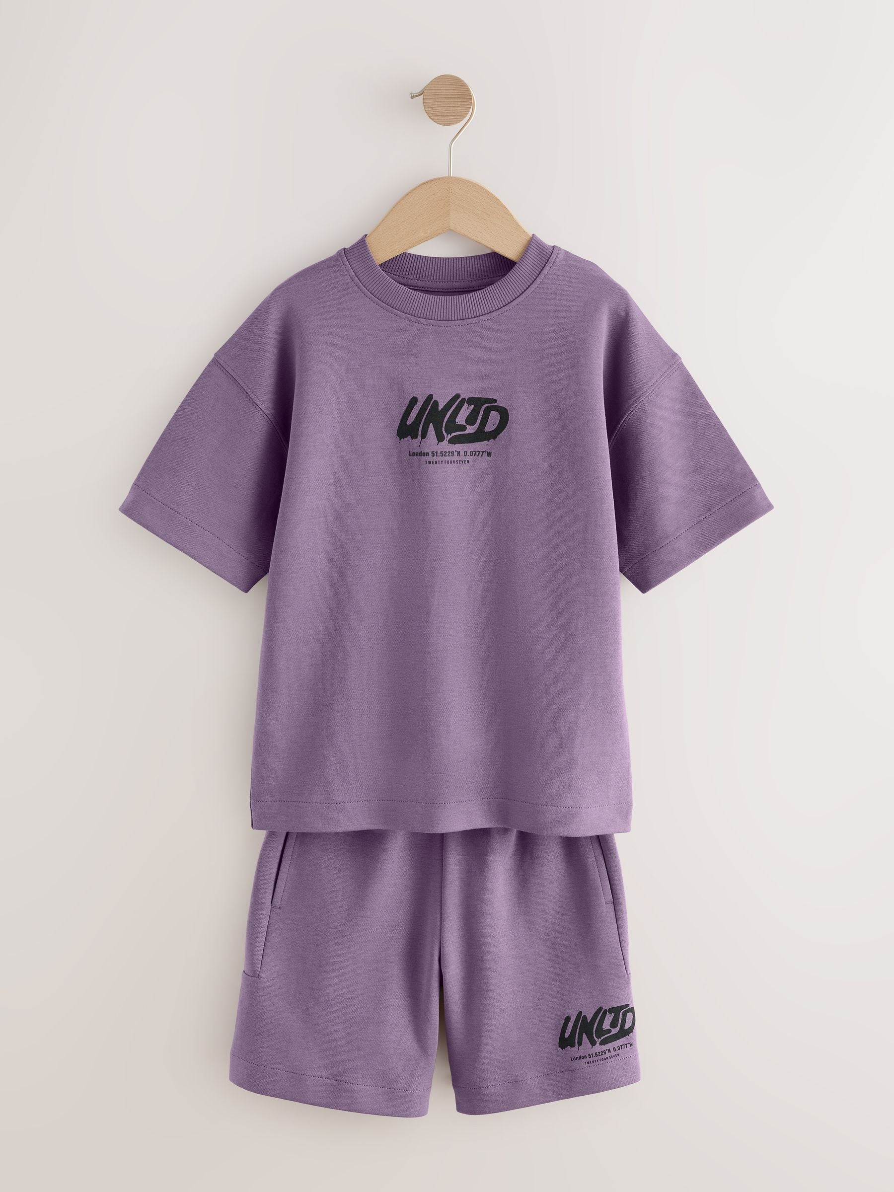 Dsiney Kidz - Purple Heavyweight Short Sleeve T-Shirt and Shorts Set (3-16yrs) image 5