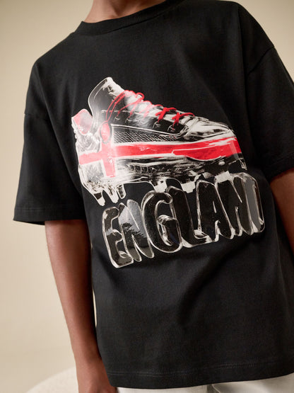 Dsiney Kidz - Black England Short Sleeve Graphic Football T-Shirt (3-16yrs) image 4