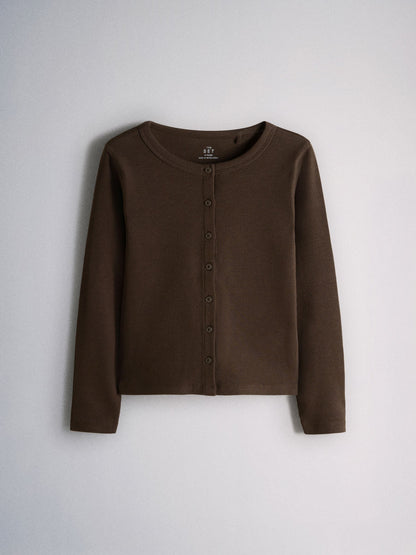 Dsiney Kidz - The Set 4 Pack Long Sleeve Rib Button Through Cotton Tops Brown Pink image 5