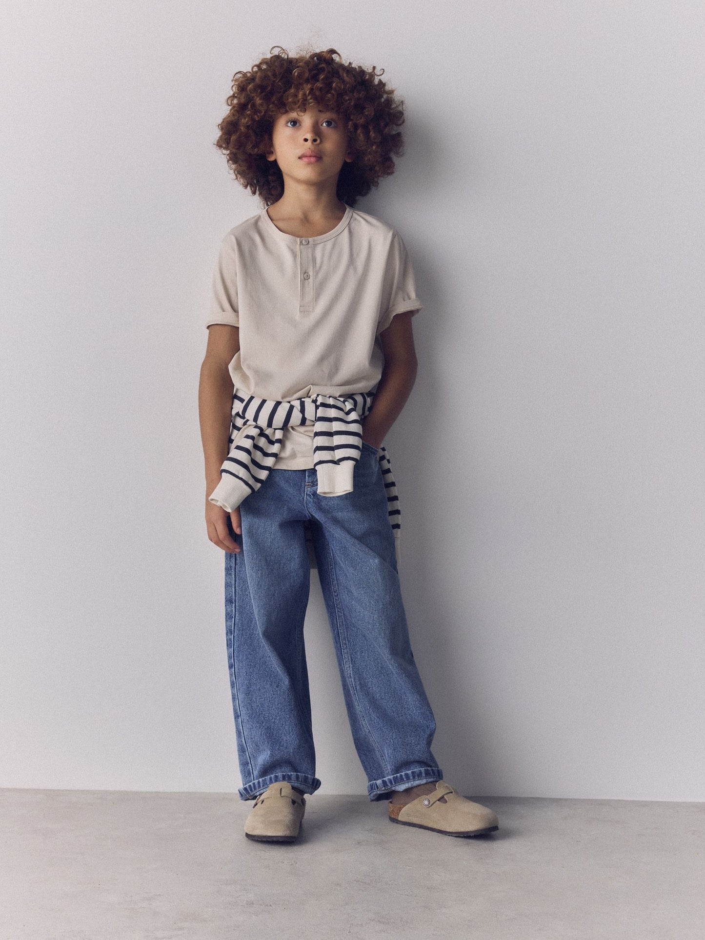 Dsiney Kidz - The Set 4 Pack Short Sleeve Cotton Henley T-Shirt Blue/Brown/Cream image 3