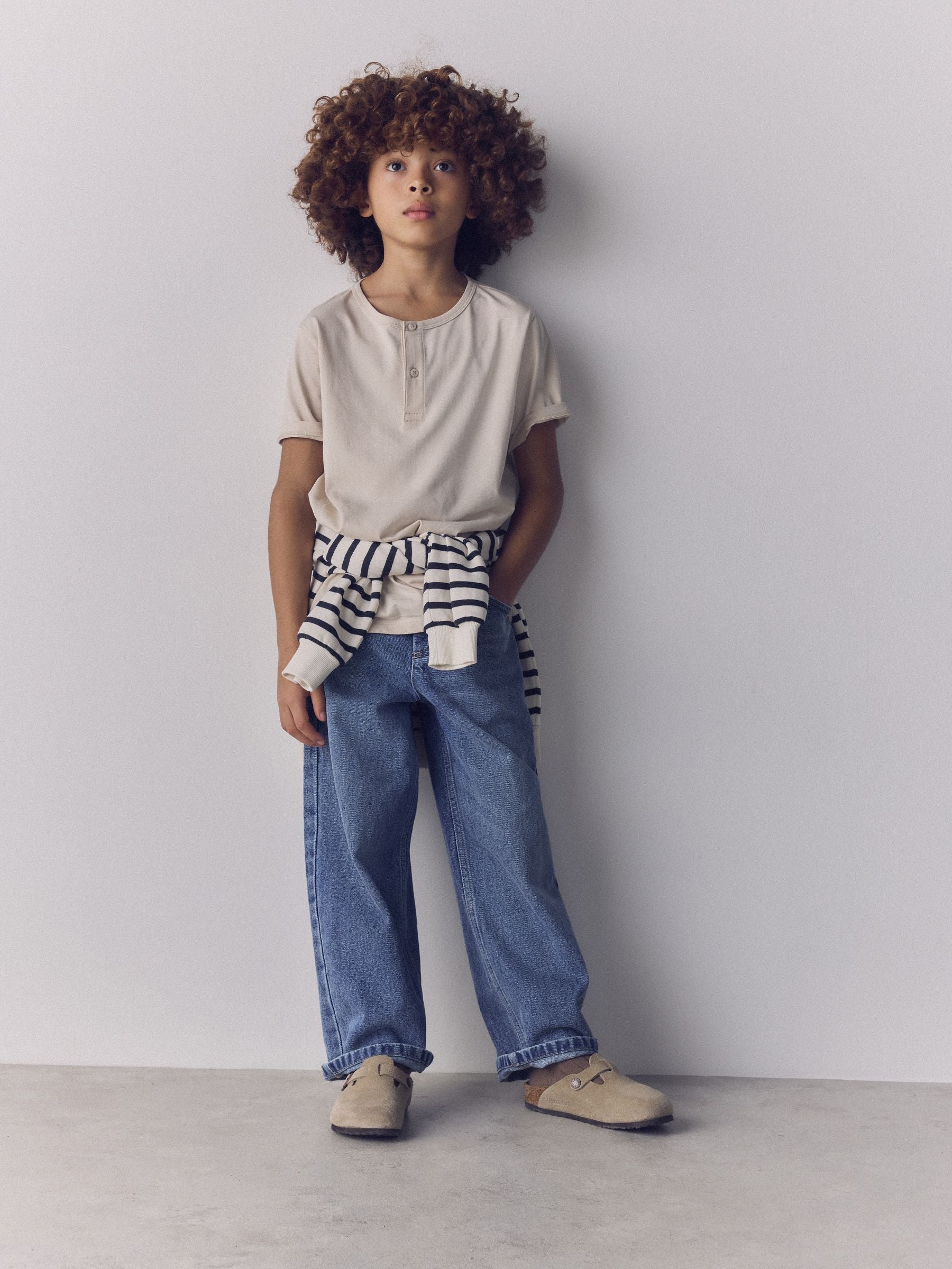 Dsiney Kidz - The Set 4 Pack Short Sleeve Cotton Henley T-Shirt Blue/Brown/Cream image 3