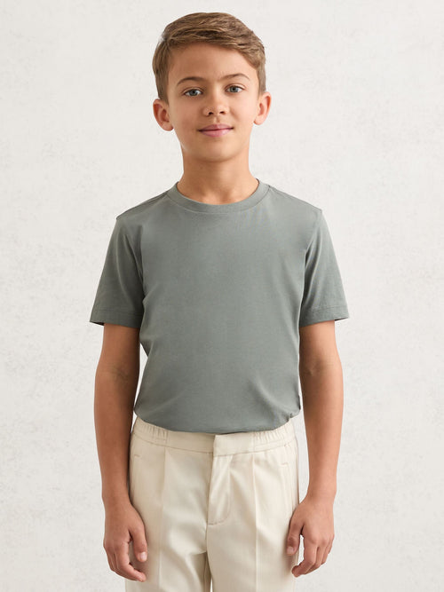 Reiss Dark Sage Cotton Crew-Neck T-Shirt image 1
