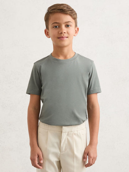 Reiss Dark Sage Cotton Crew-Neck T-Shirt image 1