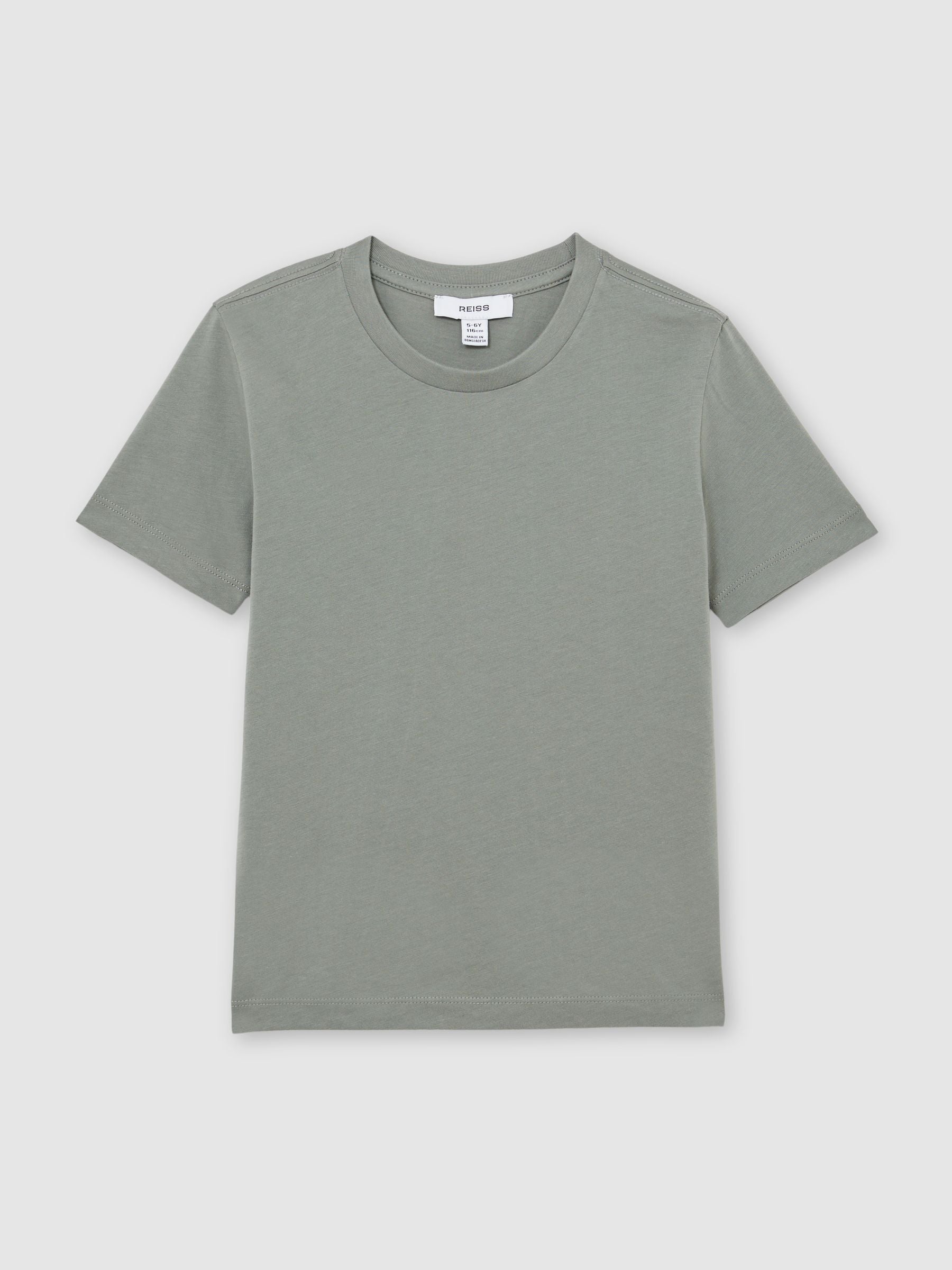 Reiss Dark Sage Cotton Crew-Neck T-Shirt image 2