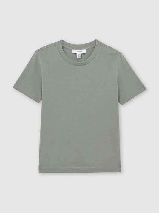 Reiss Dark Sage Cotton Crew-Neck T-Shirt image 2