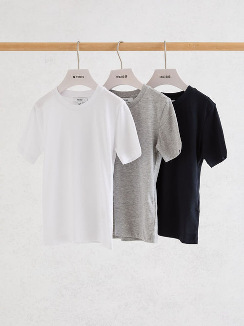 Reiss White/Navy/Grey Bless 3 Pack 9-13 yrs 3 Pack Cotton Crew-Neck T-Shirts image 1