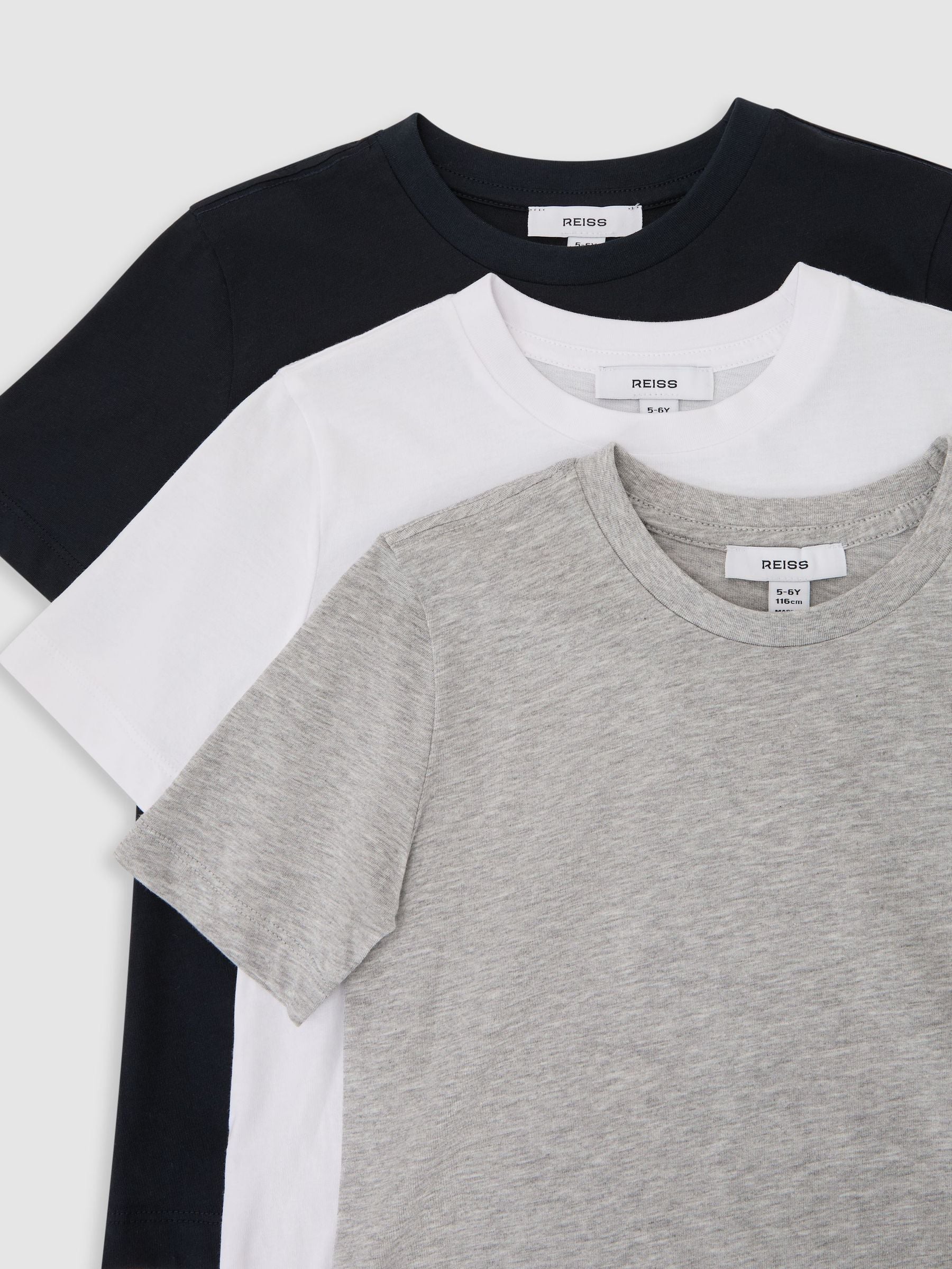 Reiss White/Navy/Grey Bless 3 Pack 9-13 yrs 3 Pack Cotton Crew-Neck T-Shirts image 3