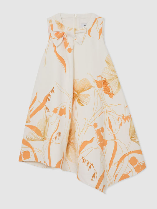 Reiss Multi Stella 3-9 yrs Floral-Print Drape Shift Dress image 2