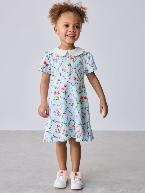 Baker by Ted Baker Blue Trellis Print Floral Ponte Dress image 1