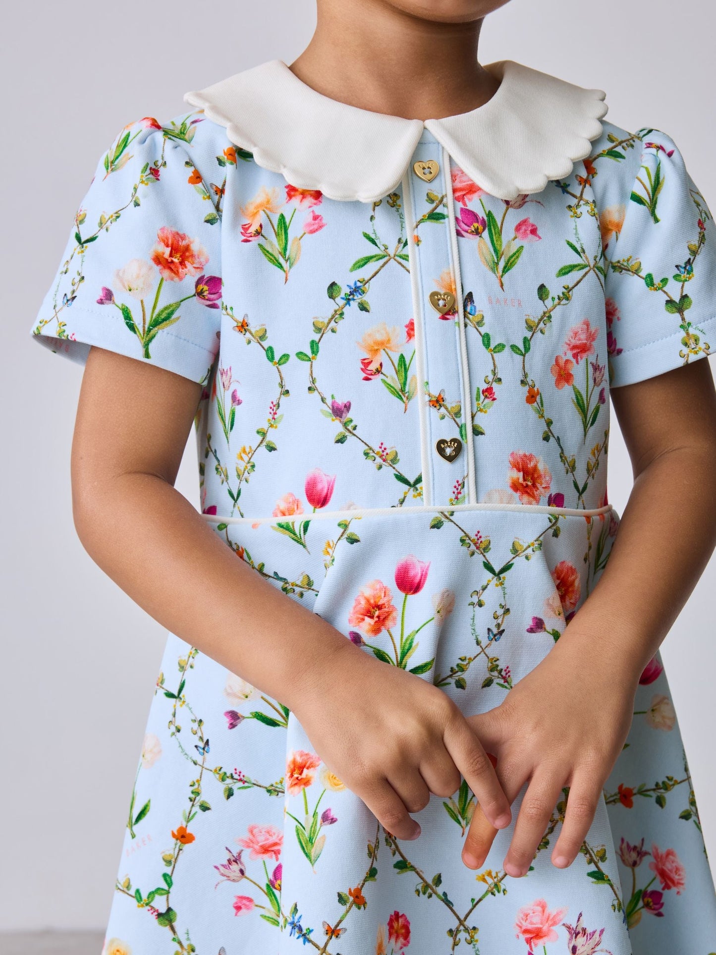 Dsiney Kidz - Baker by Ted Baker Blue Trellis Print Floral Ponte Dress image 3