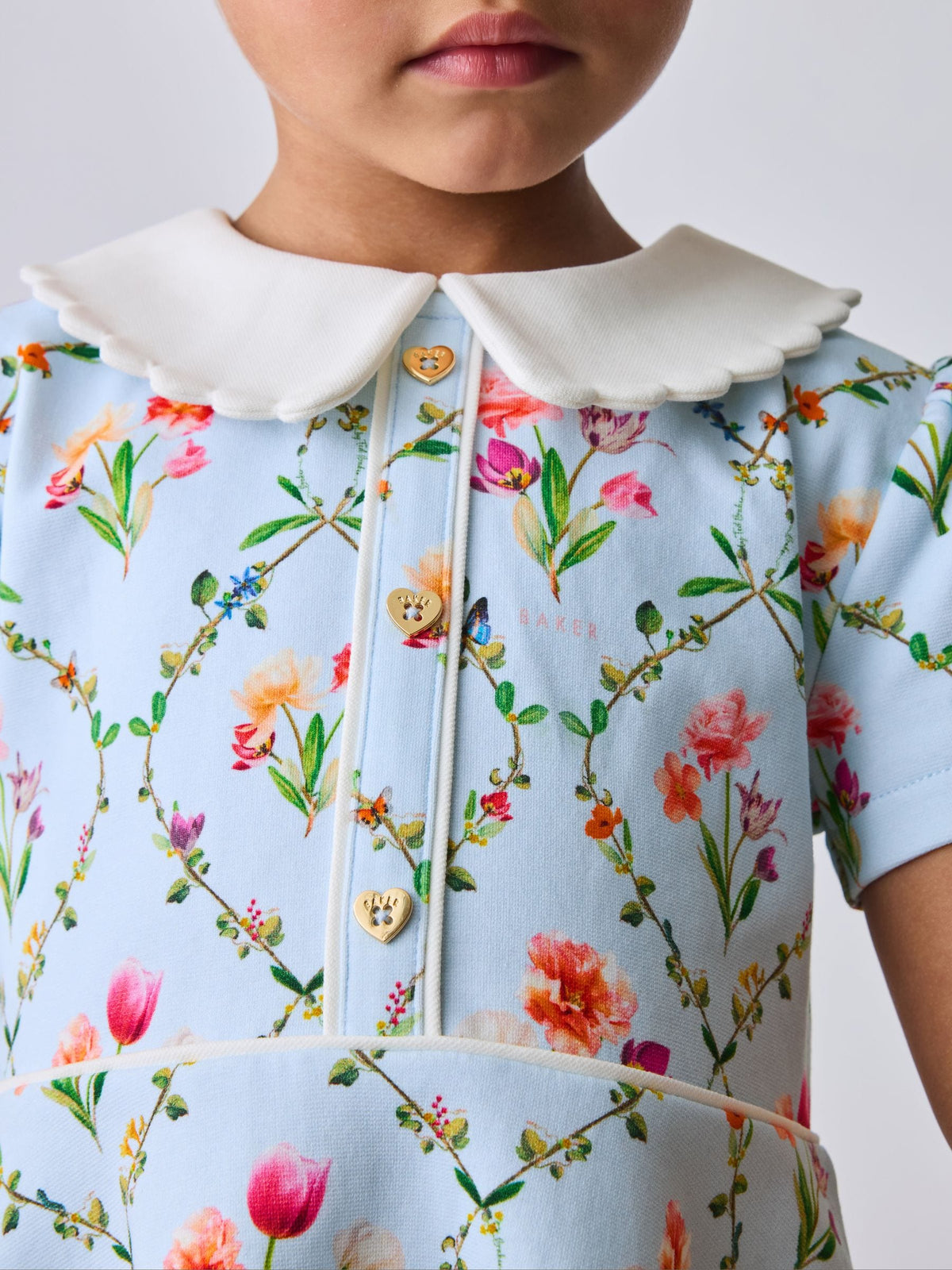 Dsiney Kidz - Baker by Ted Baker Blue Trellis Print Floral Ponte Dress image 4