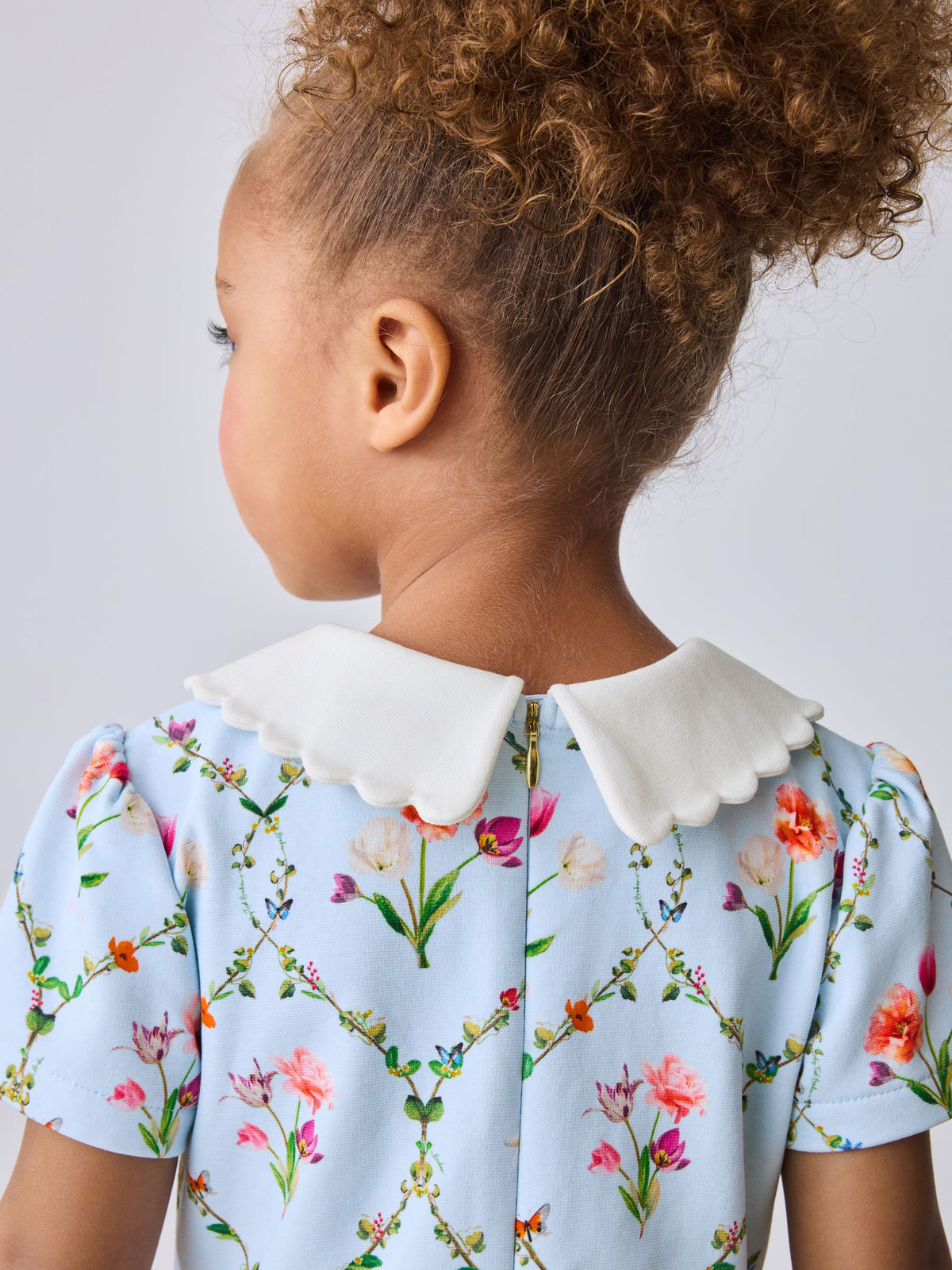 Dsiney Kidz - Baker by Ted Baker Blue Trellis Print Floral Ponte Dress image 5