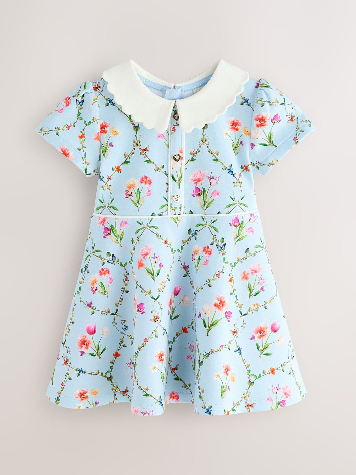 Dsiney Kidz - Baker by Ted Baker Blue Trellis Print Floral Ponte Dress image 6