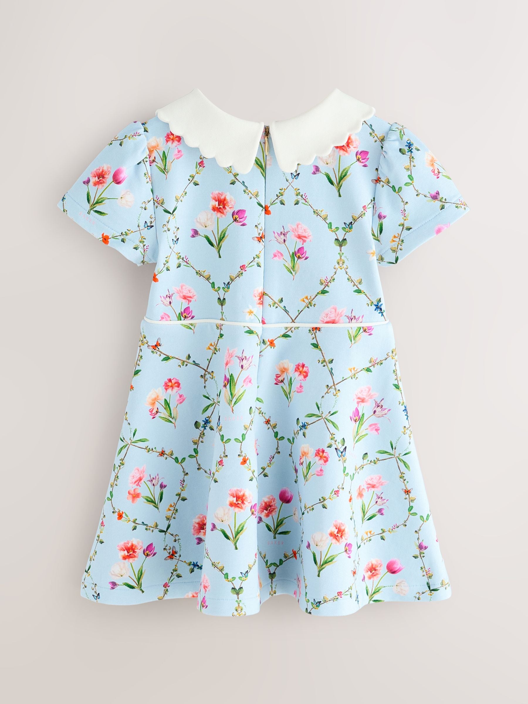 Dsiney Kidz - Baker by Ted Baker Blue Trellis Print Floral Ponte Dress image 7