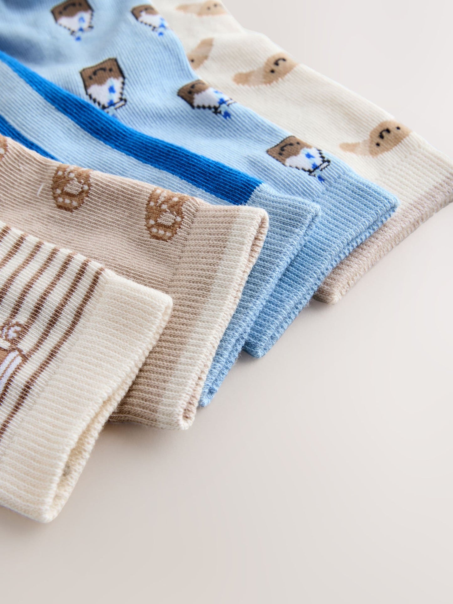 Blue/Neutral Food Character Cotton Rich Socks 5 Pack image 3