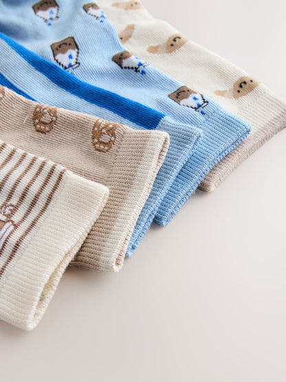Blue/Neutral Food Character Cotton Rich Socks 5 Pack image 3