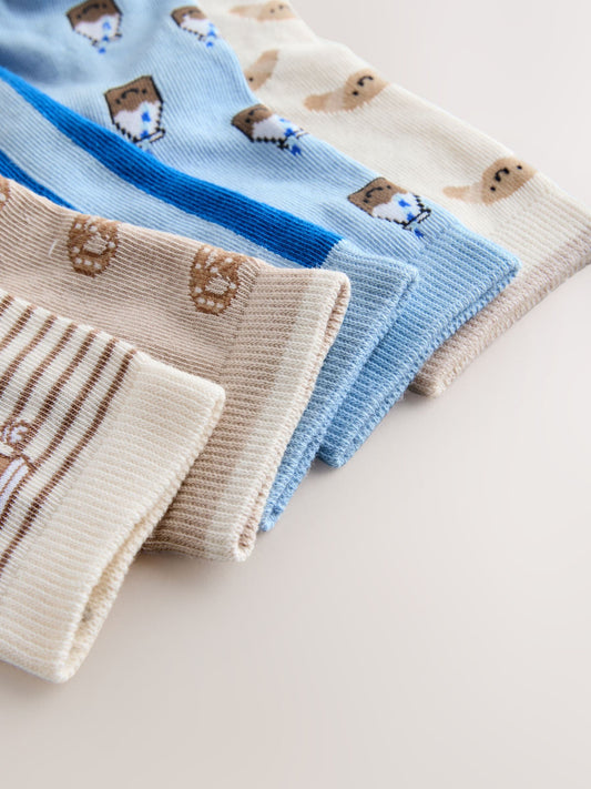 Blue/Neutral Food Character Cotton Rich Socks 5 Pack image 3