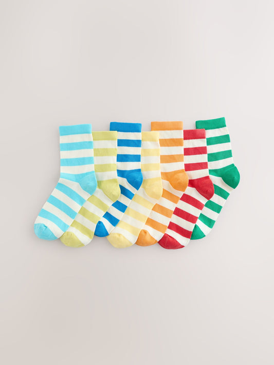 Multi Bright Stripe Cotton Rich Socks 7 Pack image 1