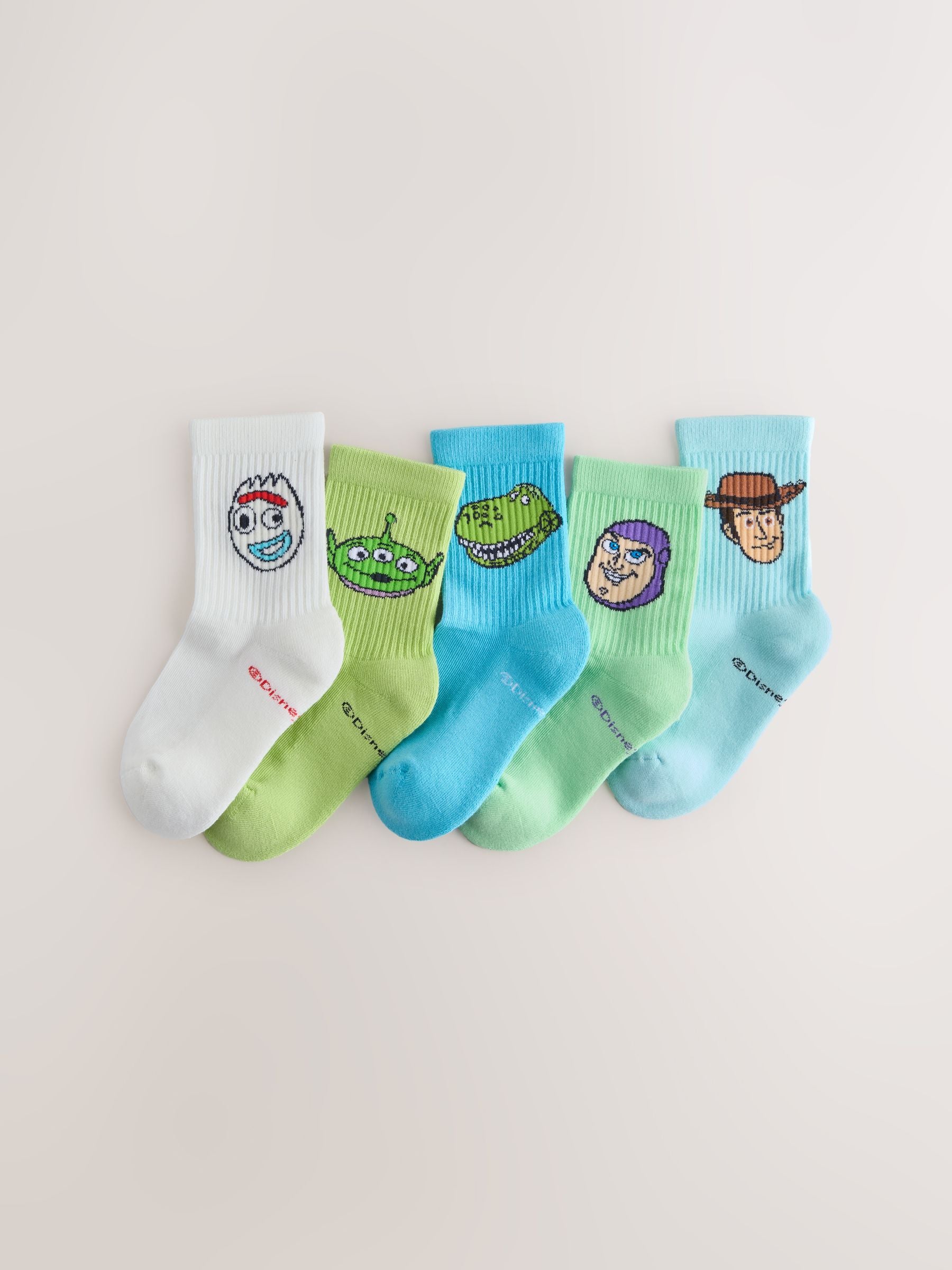 Dsiney Kidz - Toy Story License Cotton Rich Sports Socks 5 Pack image 1