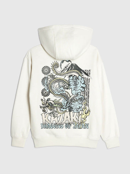 River Island Cream Boys Japanese Printed Hoodie