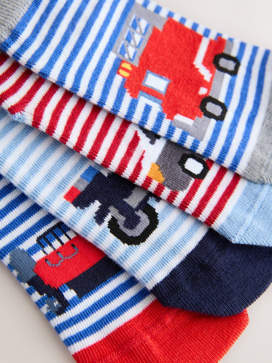 Red/Blue Transport Cotton Rich Trainer Socks 7 Pack image 3