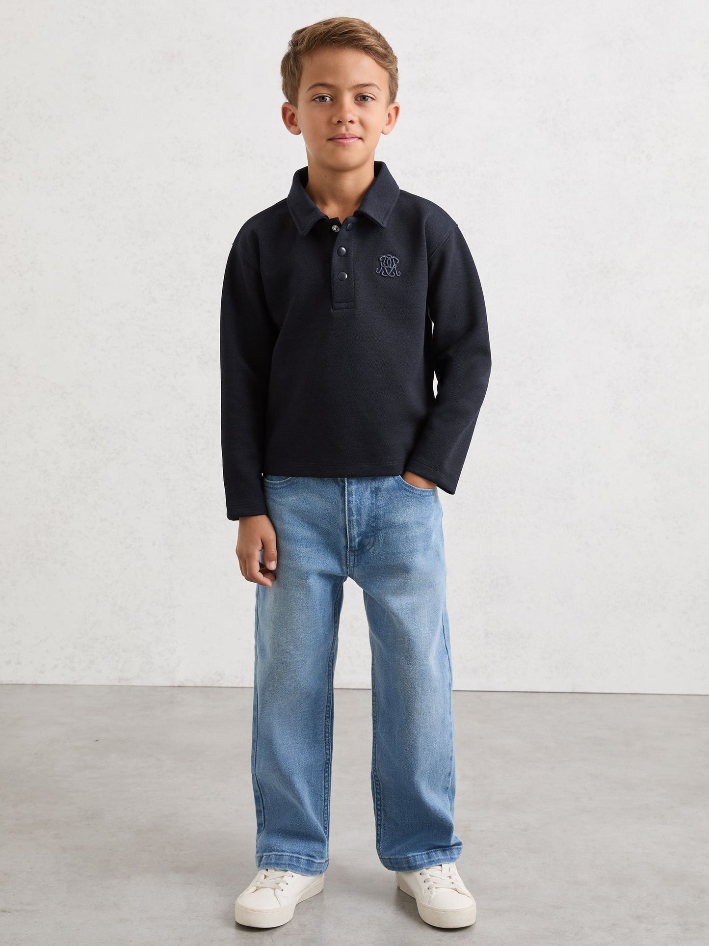 Dsiney Kidz - Reiss Navy Blue Willard 3-9 yrs Monogram Embroidered Polo Shirt image 1