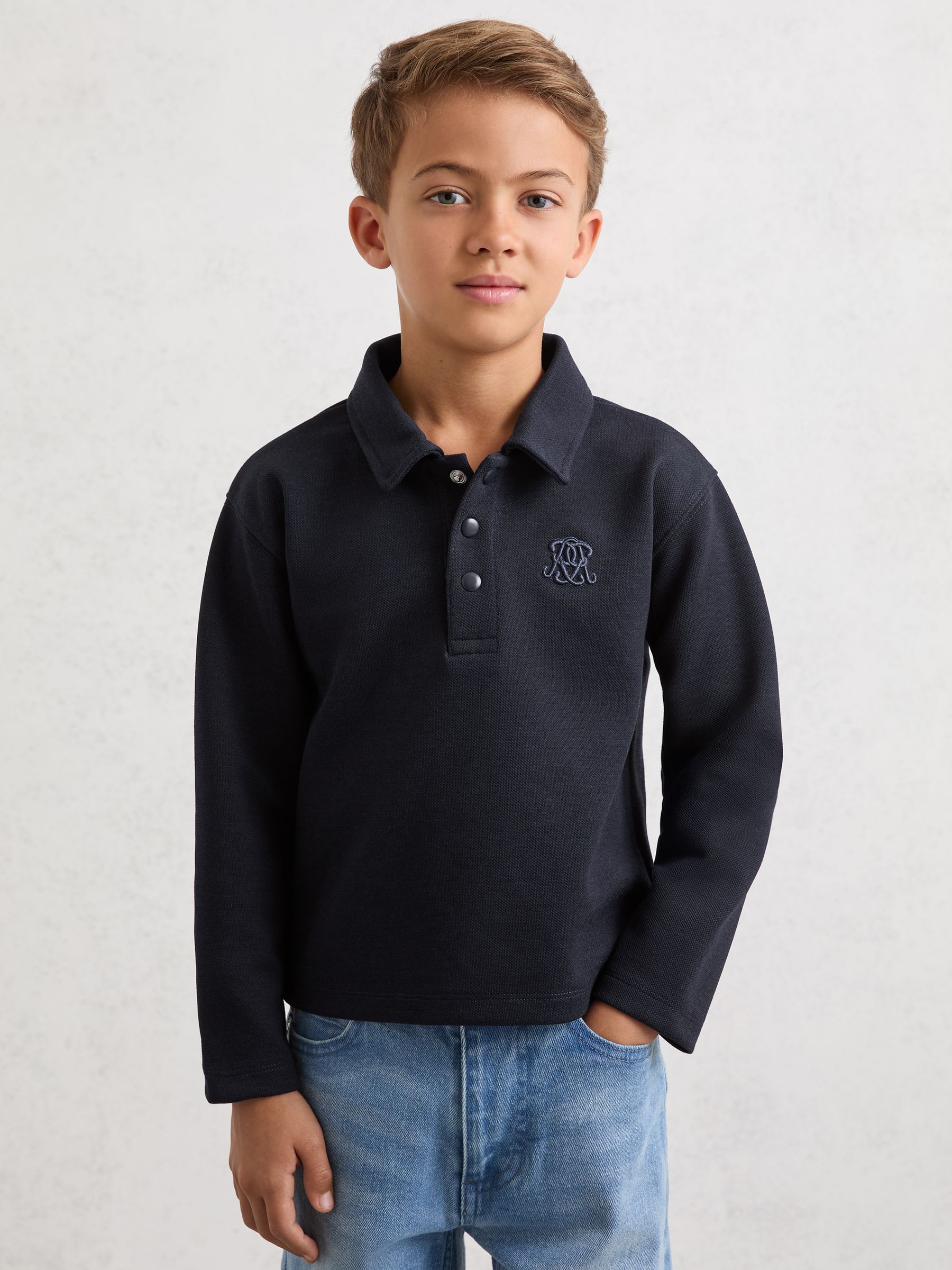 Dsiney Kidz - Reiss Navy Blue Willard 3-9 yrs Monogram Embroidered Polo Shirt image 3