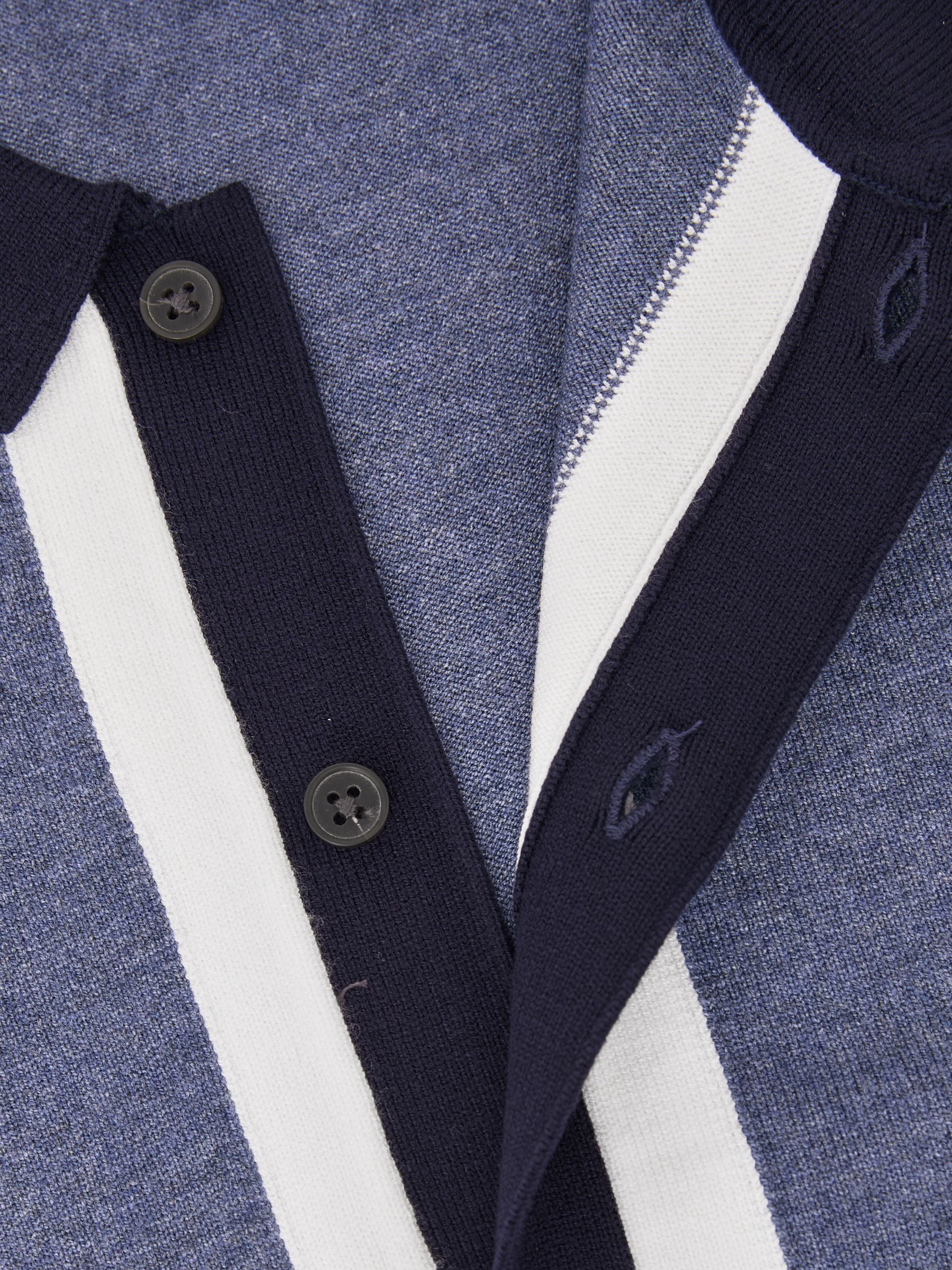 Dsiney Kidz - Reiss Navy/Airforce Blue Craig 9-13 yrs Colour-Block Button-Through Polo Shirt image 4