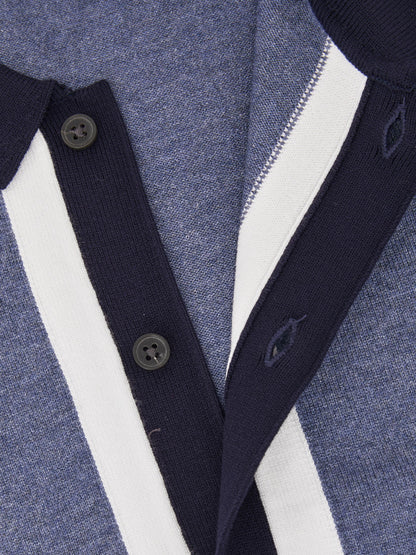 Dsiney Kidz - Reiss Navy/Airforce Blue Craig 9-13 yrs Colour-Block Button-Through Polo Shirt image 4