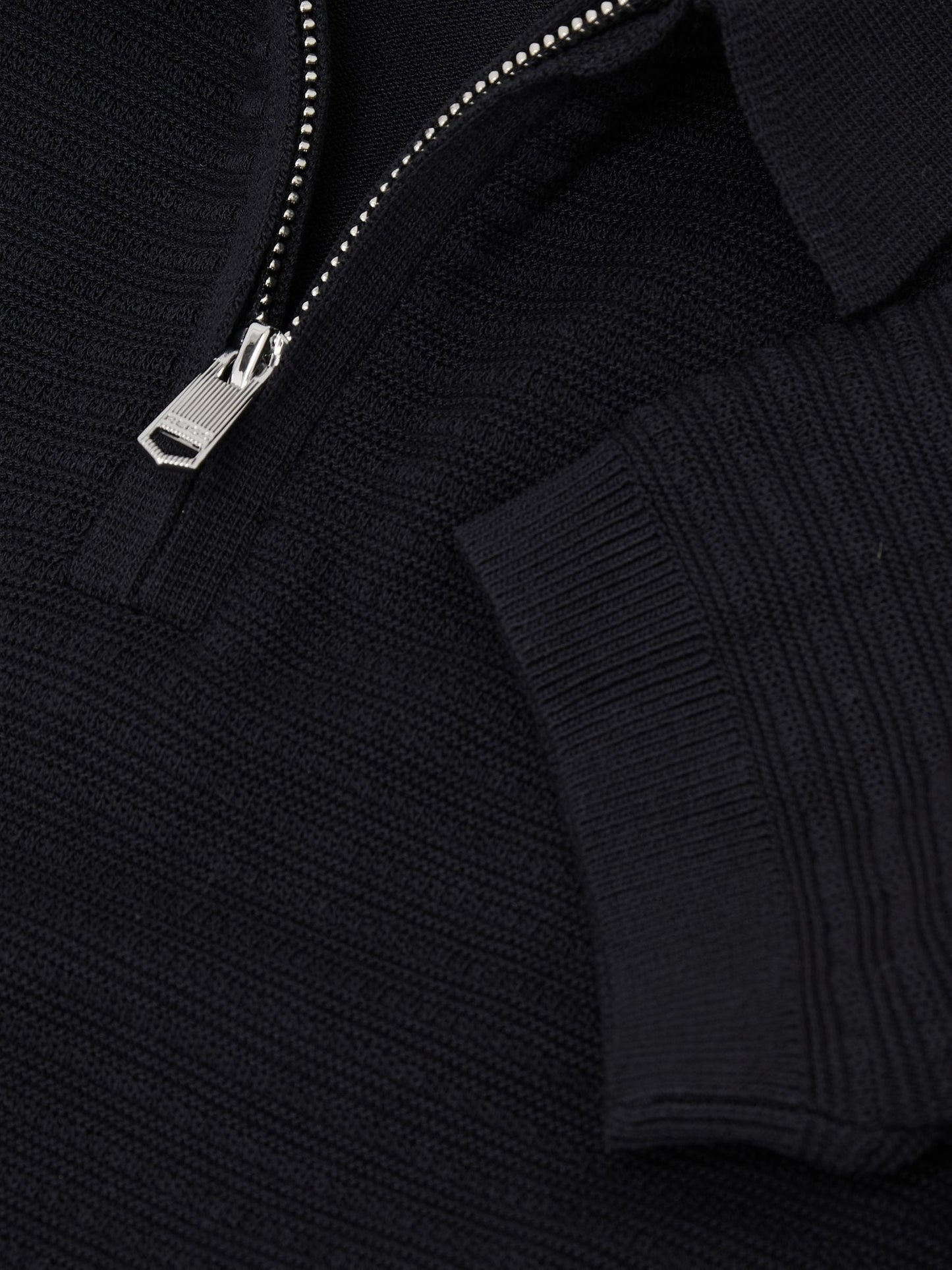 Dsiney Kidz - Reiss Navy Estate 3-9 yrs Textured-Knit Half-Zip Polo Shirt image 3