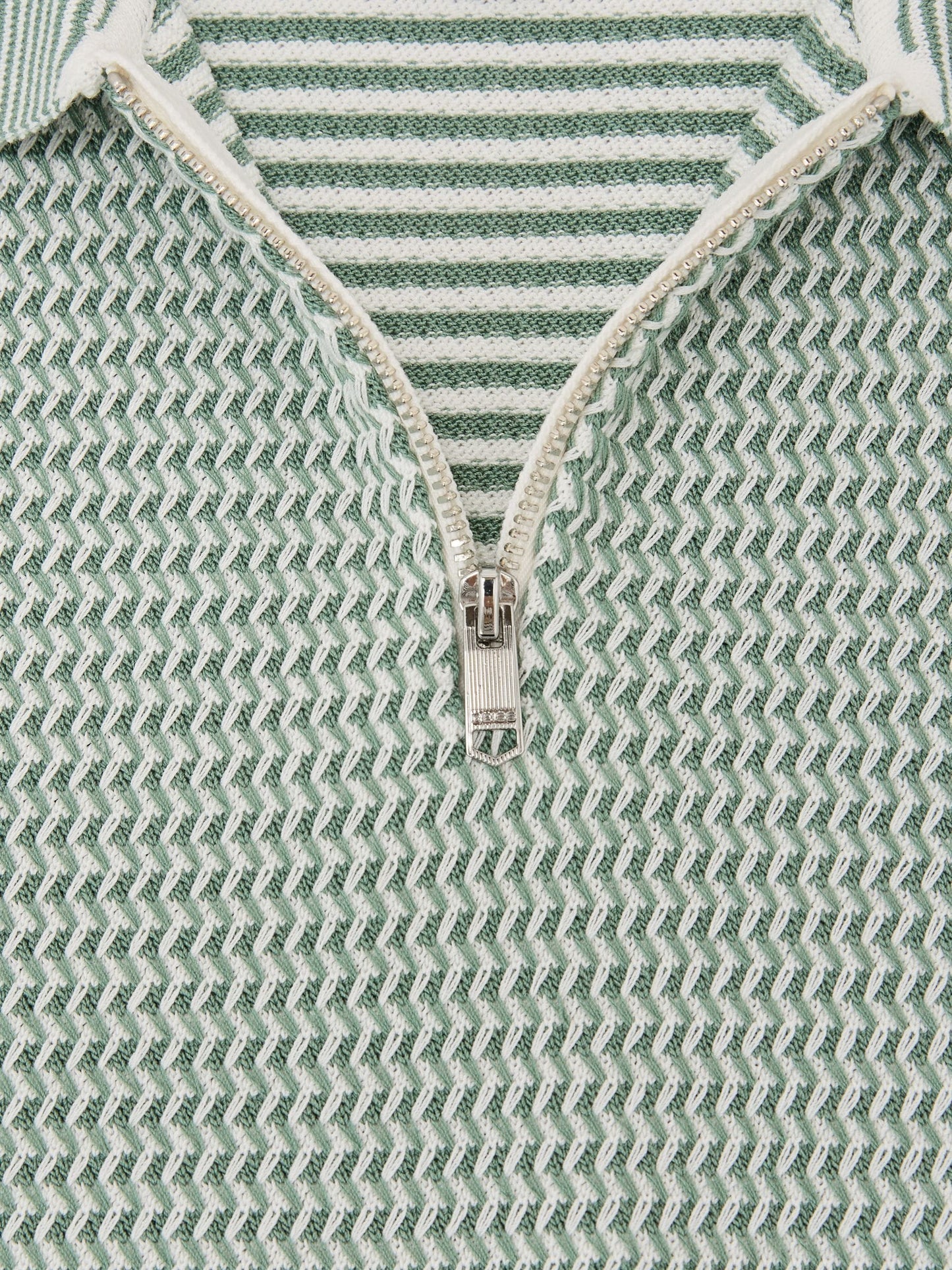 Dsiney Kidz - Reiss Green Brink 3-9 yrs Textured-Knit Half-Zip Polo Shirt image 4